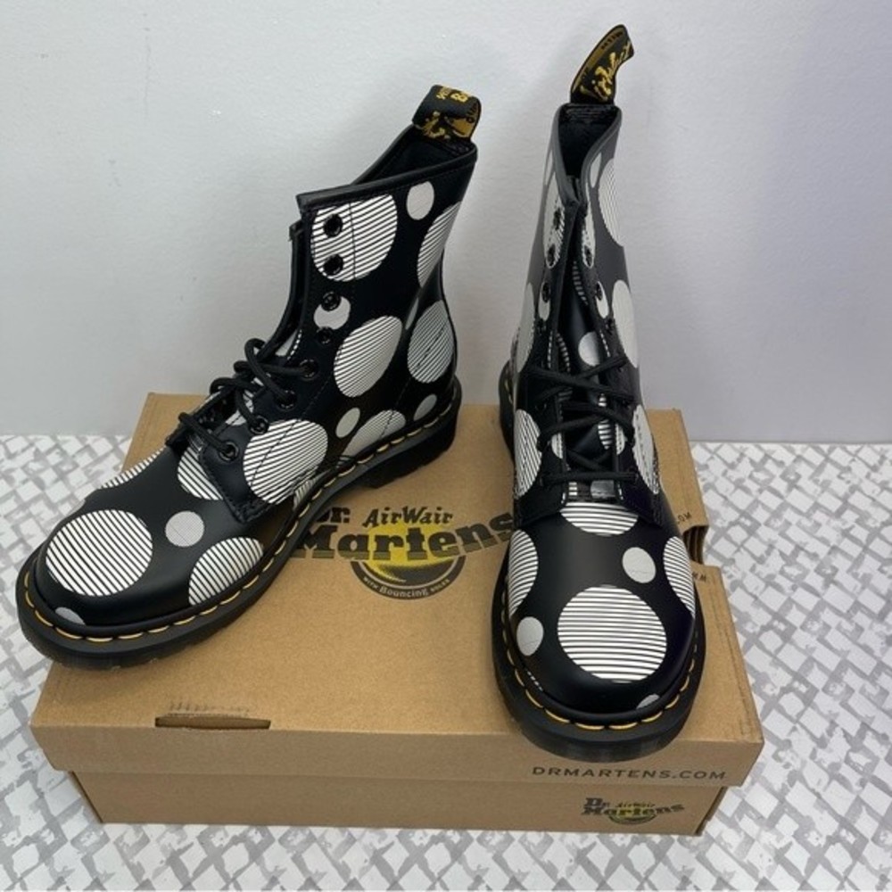 Dr. Martens 1460 Polka Dot Smooth Leather Lace Up Boots, EU 39, US 8 - Picture 8 of 10